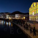 Dům kultury Slavie: slavnostní otevření po rekonstrukci, která trvala od června 2023 do sklonku roku 2025, během níž byla budova přístavbou prodloužena směrem k Jihočeskému muzeu, čímž se podstatně navýšila její návštěvnická a divácká kapacita; foto NEBE 2025.