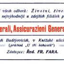 Pojišťovny: reklamní inzerce pojišťovny; podle České Budějovice 1928.