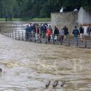 Povodně: zatopené Zátkovo nábřeží, foto 8. 8. 2002 J. Sýbek; archiv R. Gális.