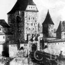 Rožnovská brána: rekonstrukce původní podoby; podle Kratochwil – Meerwald 1930.