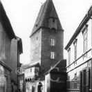 Rabenštejnská věž: pohled z České ulice, foto 30. léta 20. století; ze sbírek Jihočeského muzea v Českých Budějovicích.