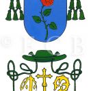 Růžička Arnošt Konstantin: osobní znak spojující symbol patrona katedrály s osobním znamením s narážkou na rodové jméno; podle Kadlec 1995.