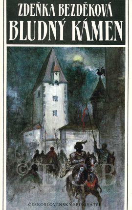 Bezděková Zdeňka: přebal románu Bludný kámen z 1986 s ilustrací Karla Tomana, historické dílo z Českých Budějovic konce 15. století; SOkA.