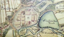 Krumlovský rybník: na výřezu z plánu ČB, 1783; SOkA.