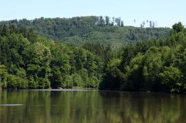 Natura 2000: Hlubocké obory jsou rozmanité listnaté porosty rozdělené řekou Vltavou. Vlevo na fotografii vrch Baba; foto Z. Hanč 2011.