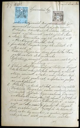 Notářství: titulní strana notářského spisu z roku 1882, notář Karel Havelka; SOkA.