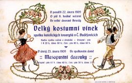 Plesy: tištěná pozvánka na ples, 1909; SOkA.
