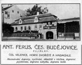 Zasilatelství: reklama Ferusova zasilatelství; podle České Budějovice 1928.