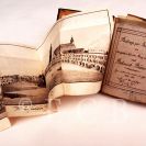 Historiografie: titulní list práce F. Mardetschlägera o dějinách města (1850—1853); ze sbírek Jihočeského muzea v Českých Budějovicích.