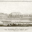 Lannova loděnice: stavba lodí v Lannově loděnici na kresbě Jiřího Zorna z poloviny 19. století; SOkA.