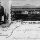 Švábův Hrádek: s hostinským Thomasem Schwabem na pohlednici z 1899; sbírka D. Kováře.