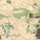 Třebotovice: na císařském otisku mapy stabilního katastru z 1827, širší výřez; Ústřední archiv zeměměřictví a katastru.