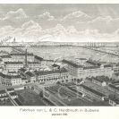 Tužkárny: pohled na továrnu L. & C. Hardtmuth v ulici F. A. Gerstnera, 1890; SOkA.