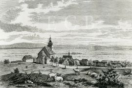 Hornictví: pohled na krajinu Rudolfova s kostelem; sbírka J. Dvořáka; SOkA.