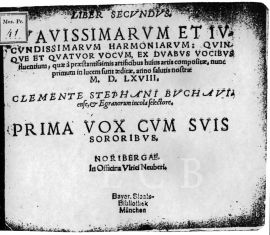 Suavissimae et iucundissimae harmoniae: titulní list sbírky; archiv M. Horyny.