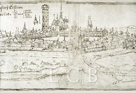 Veduty: výřez z veduty Jana Willenberga z r. 1602; ze sbírek Královské kanonie premonstrátů na Strahově.